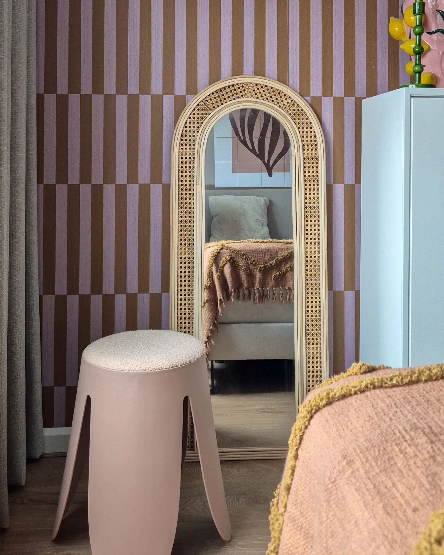 Lustro ścienne FRANEY 50 cm 120 cm Rattan Naturalny
