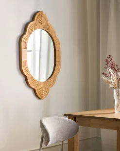 Lustro ścienne FRESVILLE 62 cm 100 cm Drewno sosnowe Jasnobrązowy