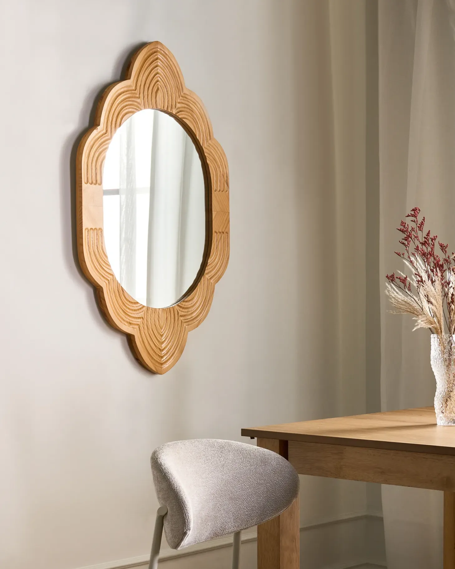 Lustro ścienne FRESVILLE 62 cm 100 cm Drewno sosnowe Jasnobrązowy