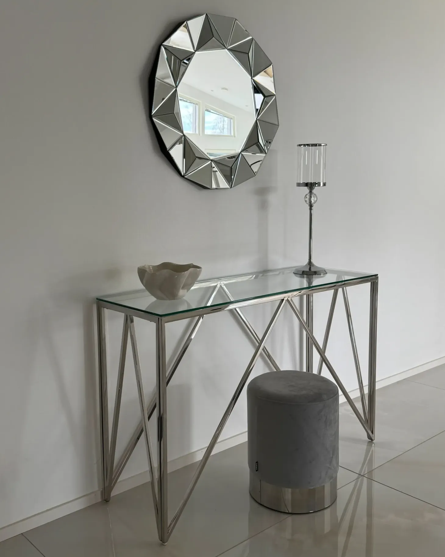 Lustro ścienne HABAY 70 cm 70 cm Srebrny