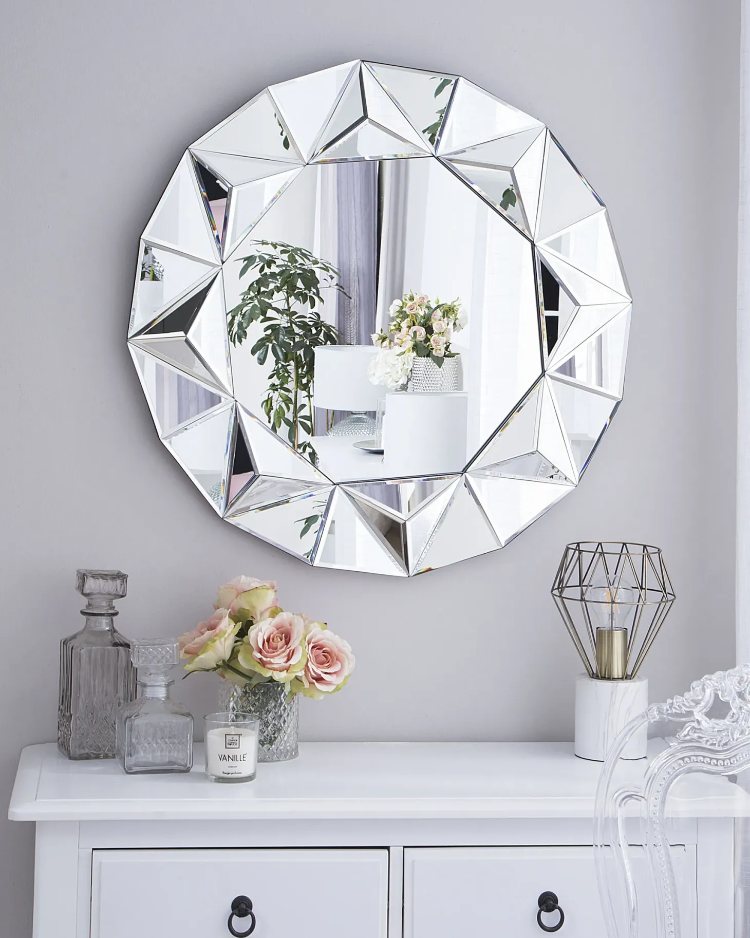 Lustro ścienne HABAY 70 cm 70 cm Srebrny
