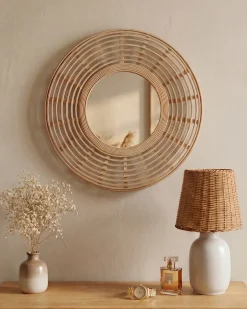 Lustro ścienne HANUA 60 cm 60 cm Bambus Naturalny
