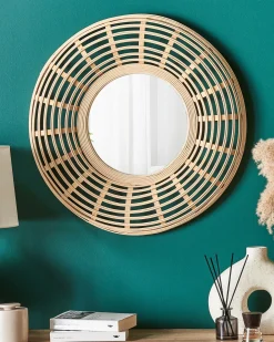Lustro ścienne HANUA 60 cm 60 cm Bambus Naturalny