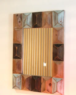 Lustro ścienne HIZOTE 63 cm 90 cm Drewno jodłowe Brązowy