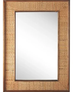 Lustro ścienne IGUALA 54 cm 74 cm Bambus Jesion naturalny