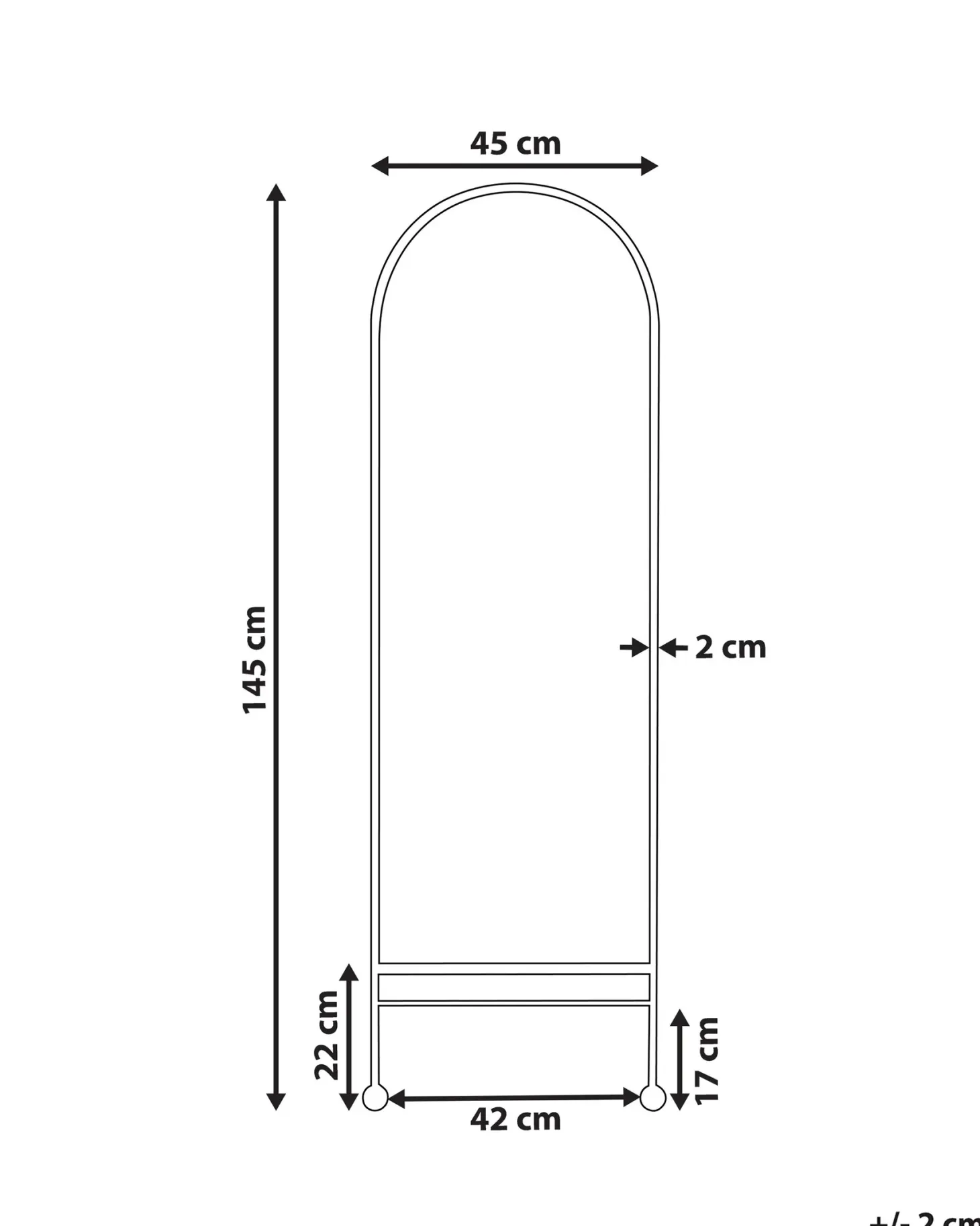 Lustro ścienne JARNAGES 45 cm 145 cm Metal Biały