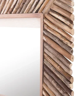 Lustro ścienne KANAB 60 cm 60 cm Drewno tekowe Brązowy