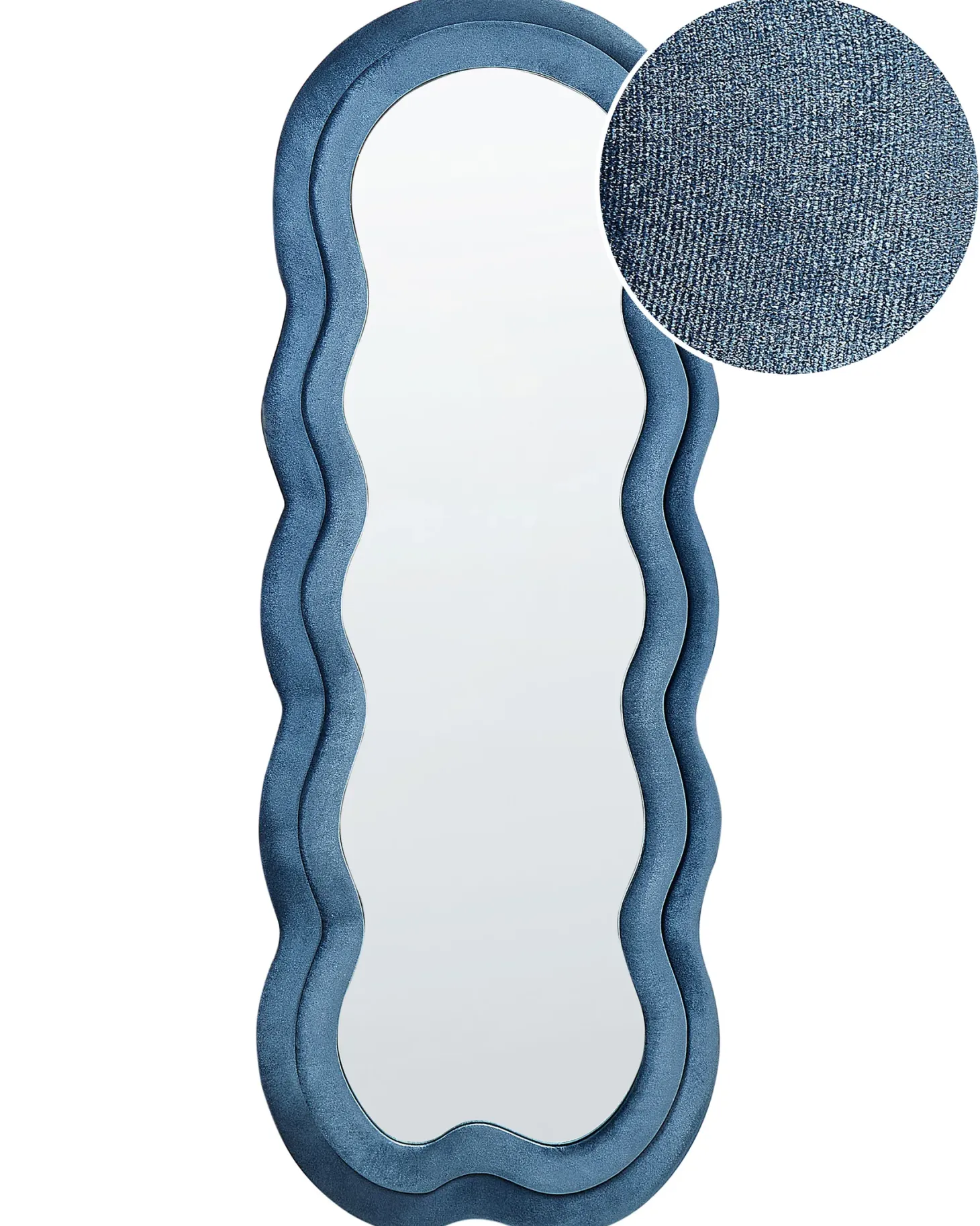 Lustro ścienne LACS 57 cm 160 cm Welur Niebieski