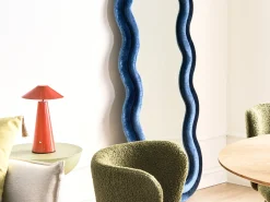 Lustro ścienne LACS 57 cm 160 cm Welur Niebieski