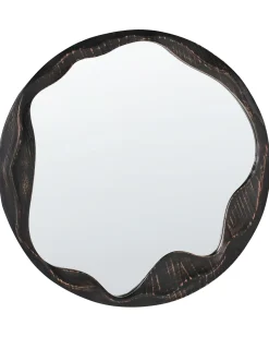 Lustro ścienne LANGON 60 cm 60 cm Drewno sosnowe Ciemnobrązowy