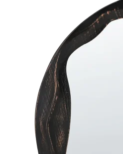 Lustro ścienne LANGON 60 cm 60 cm Drewno sosnowe Ciemnobrązowy