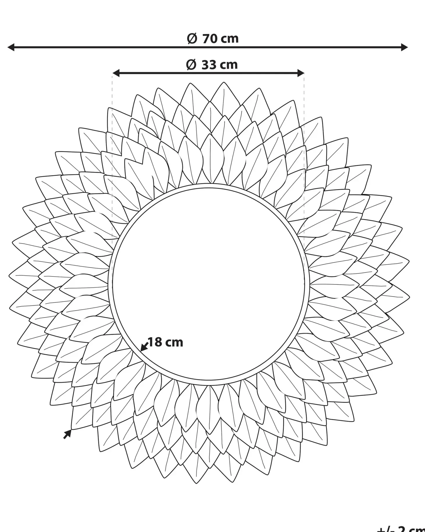 Lustro ścienne LARRAU 70 cm 70 cm Metal Srebrny