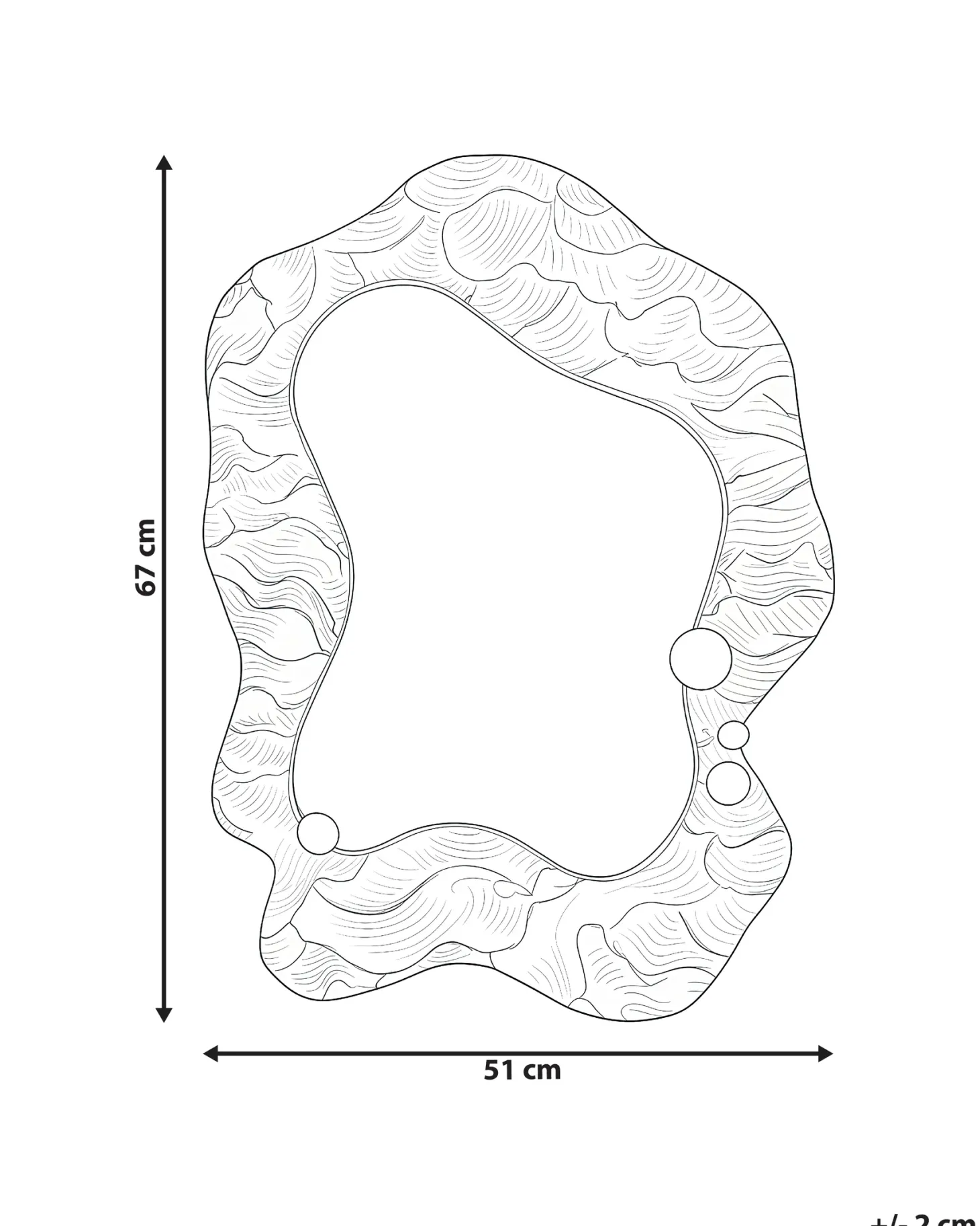 Lustro ścienne LINAS 51 cm 67 cm Szary