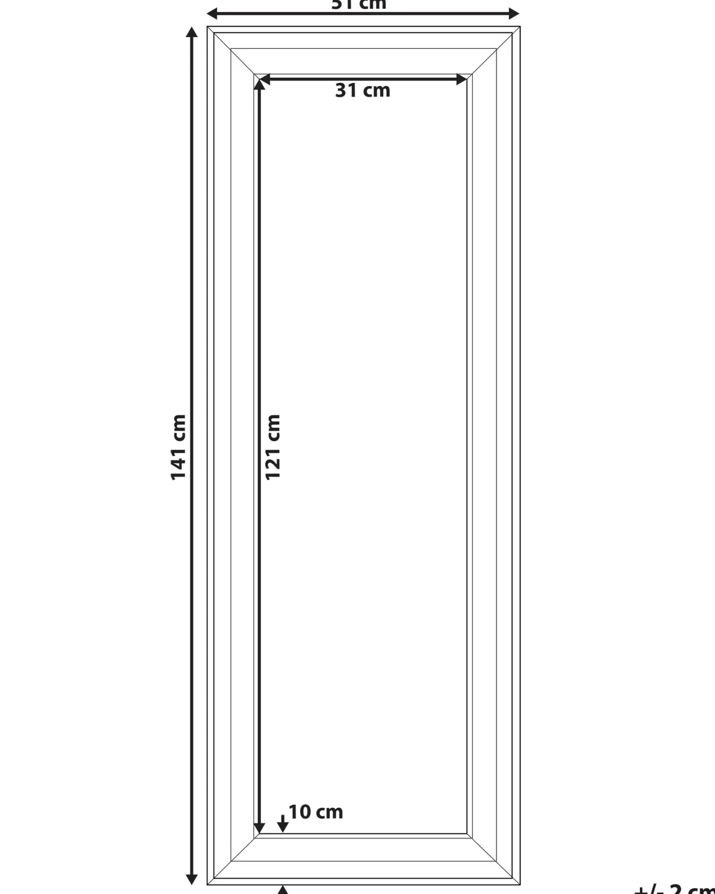 Lustro ścienne LUNEL 51 cm 141 cm Biały