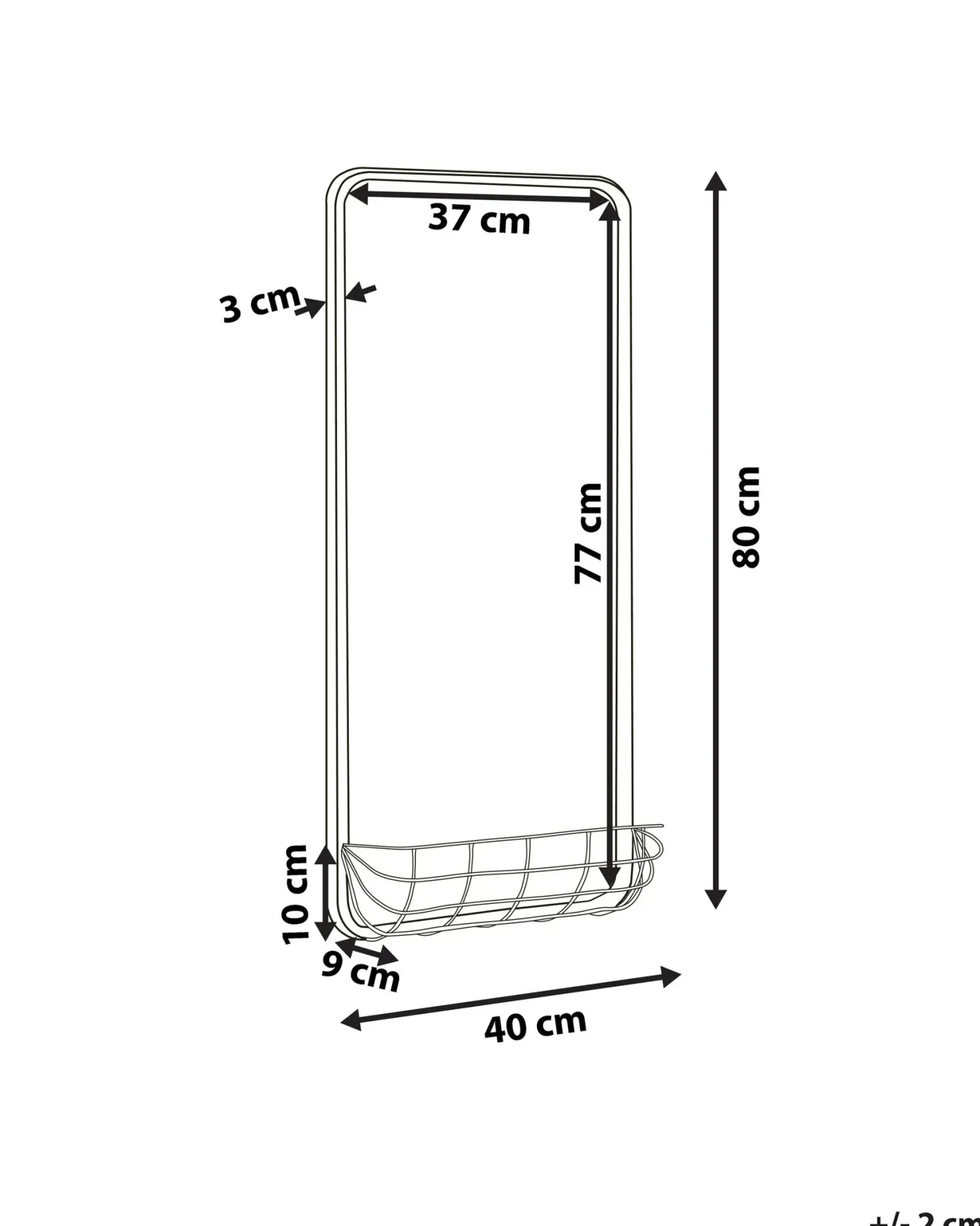 Lustro ścienne MACON 40 cm 80 cm Metal Złoty