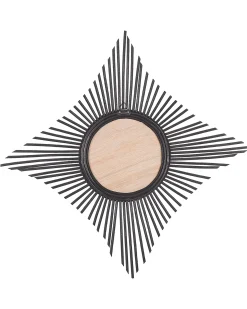 Lustro ścienne MAJENE 60 cm 60 cm Rattan Czarny