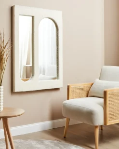 Lustro ścienne MARCIGNY 70 cm 100 cm Boucle Złamana biel