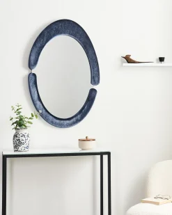 Lustro ścienne MASSAY 53 cm 90 cm Welur Ciemnoniebieski
