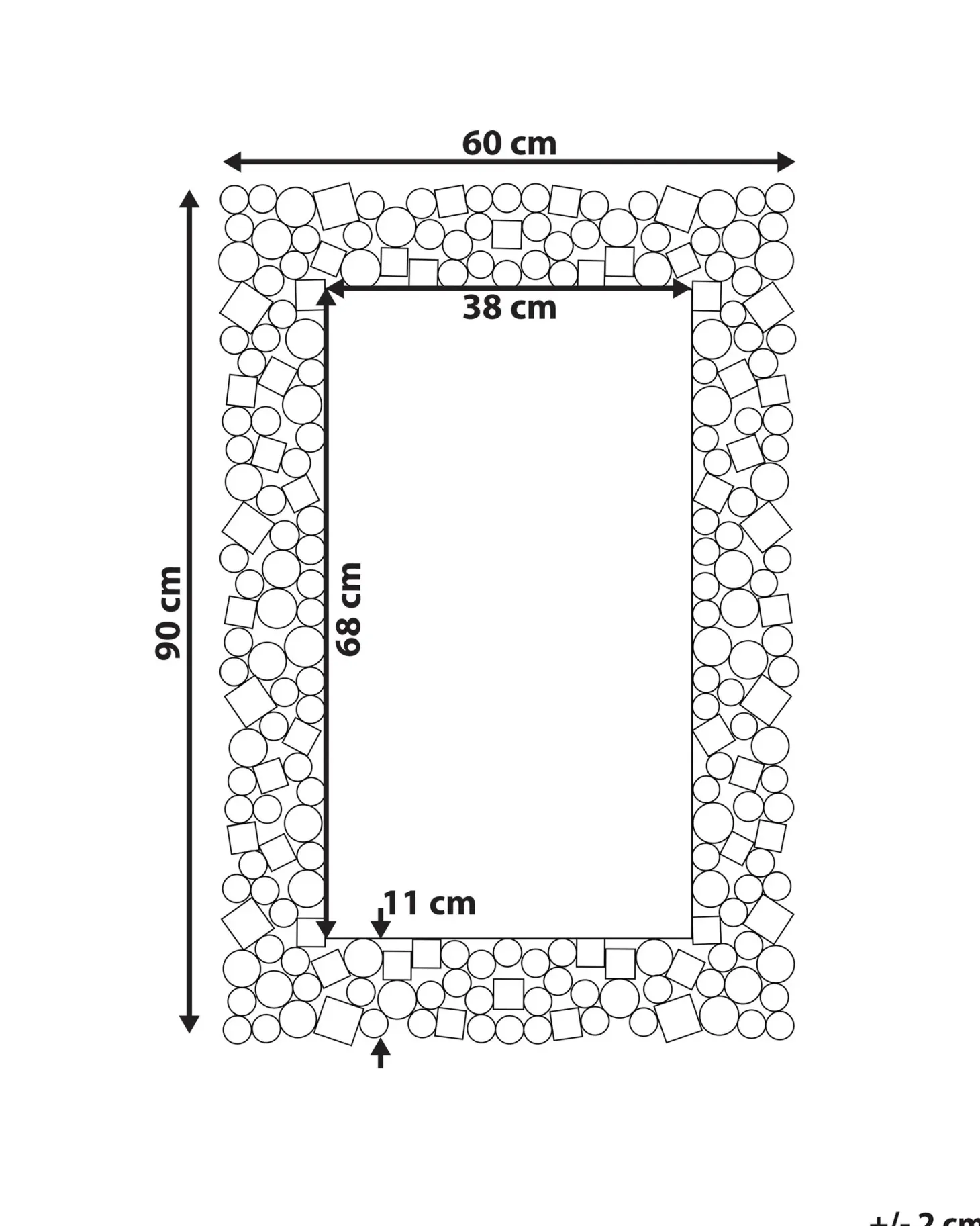 Lustro ścienne MERNEL 60 cm 90 cm Srebrny