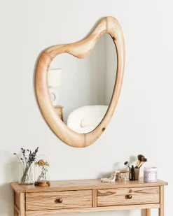 Lustro ścienne NEURE 90 cm 77 cm Drewno jodłowe Naturalny