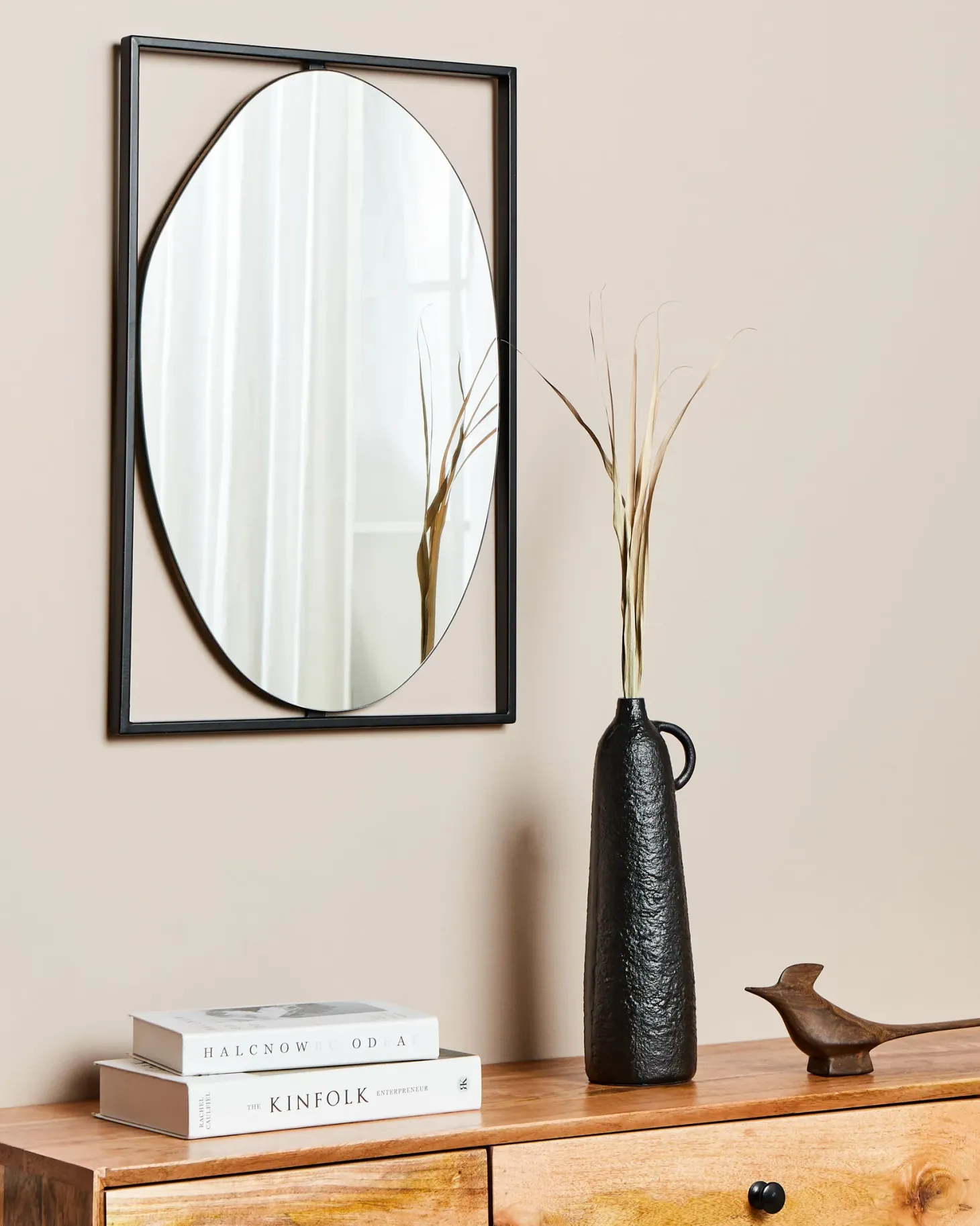 Lustro ścienne NIBELLE 40 cm 60 cm Metal Czarny