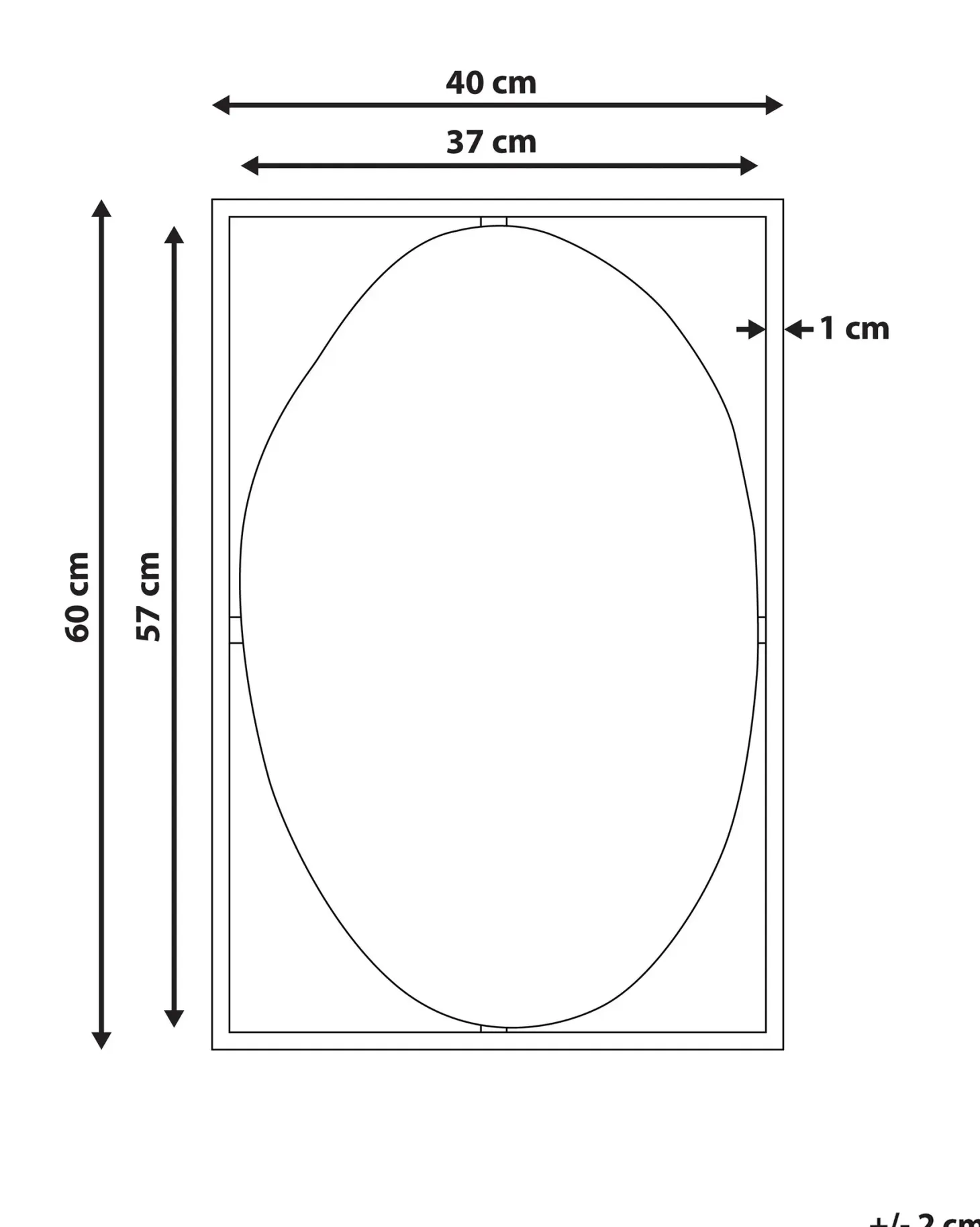 Lustro ścienne NIBELLE 40 cm 60 cm Metal Czarny