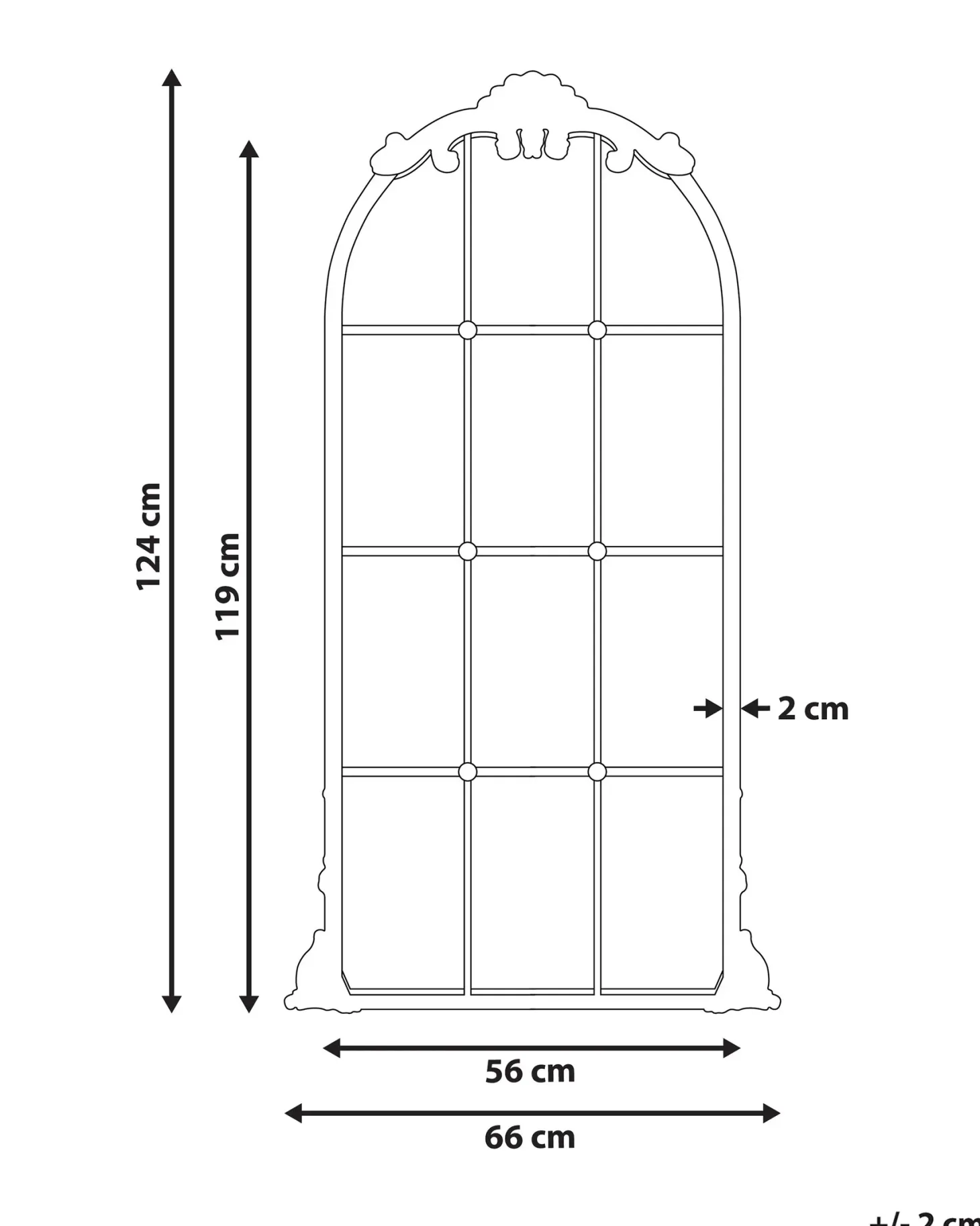 Lustro ścienne NOIDAN 66 cm 124 cm Metal Złoty