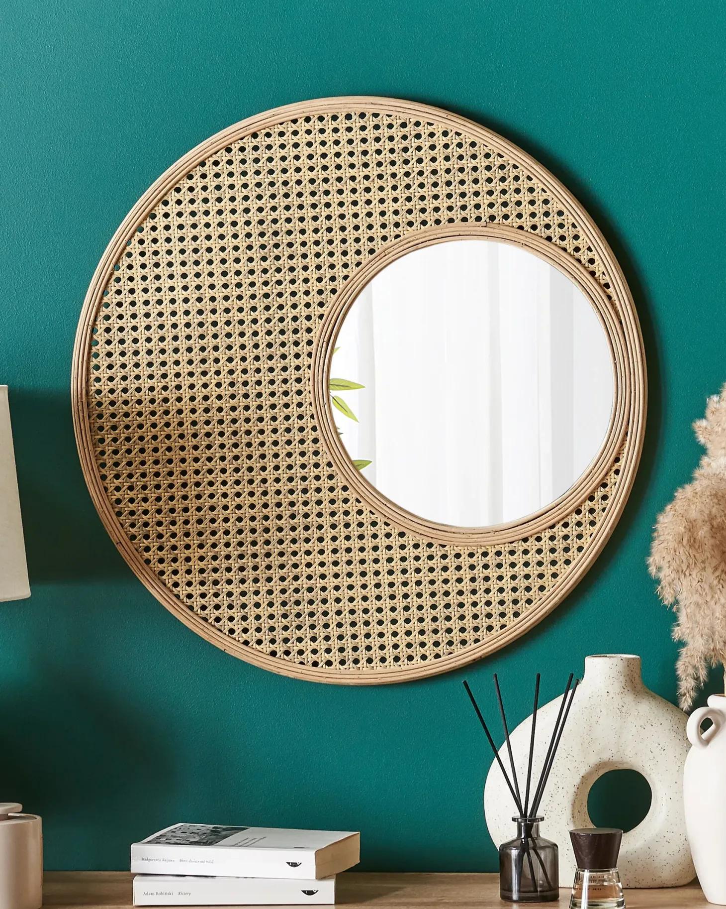 Lustro ścienne PALAU 60 cm 60 cm Rattan Naturalny