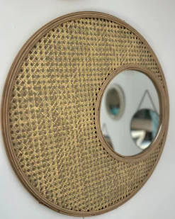 Lustro ścienne PALAU 60 cm 60 cm Rattan Naturalny