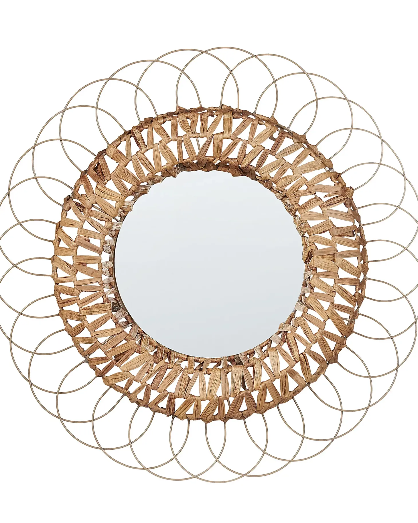Lustro ścienne PAMOL 67 cm 67 cm Plecionka Naturalny