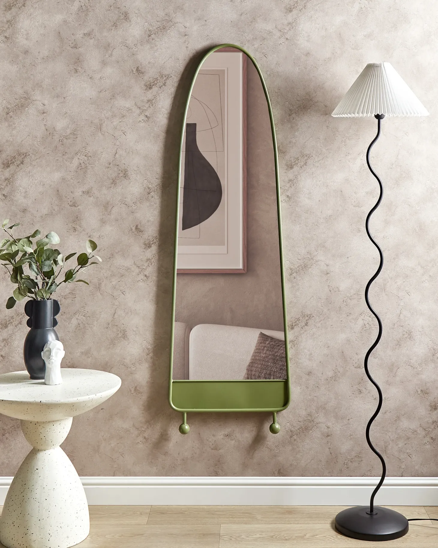 Lustro ścienne PARNAY 45 cm 146 cm Metal Oliwkowy