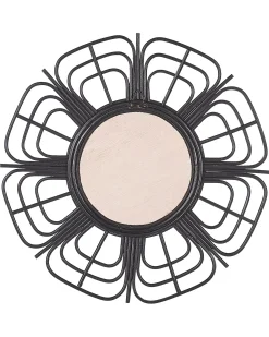 Lustro ścienne PASAKU 60 cm 60 cm Rattan Czarny