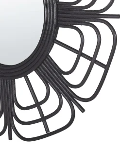 Lustro ścienne PASAKU 60 cm 60 cm Rattan Czarny
