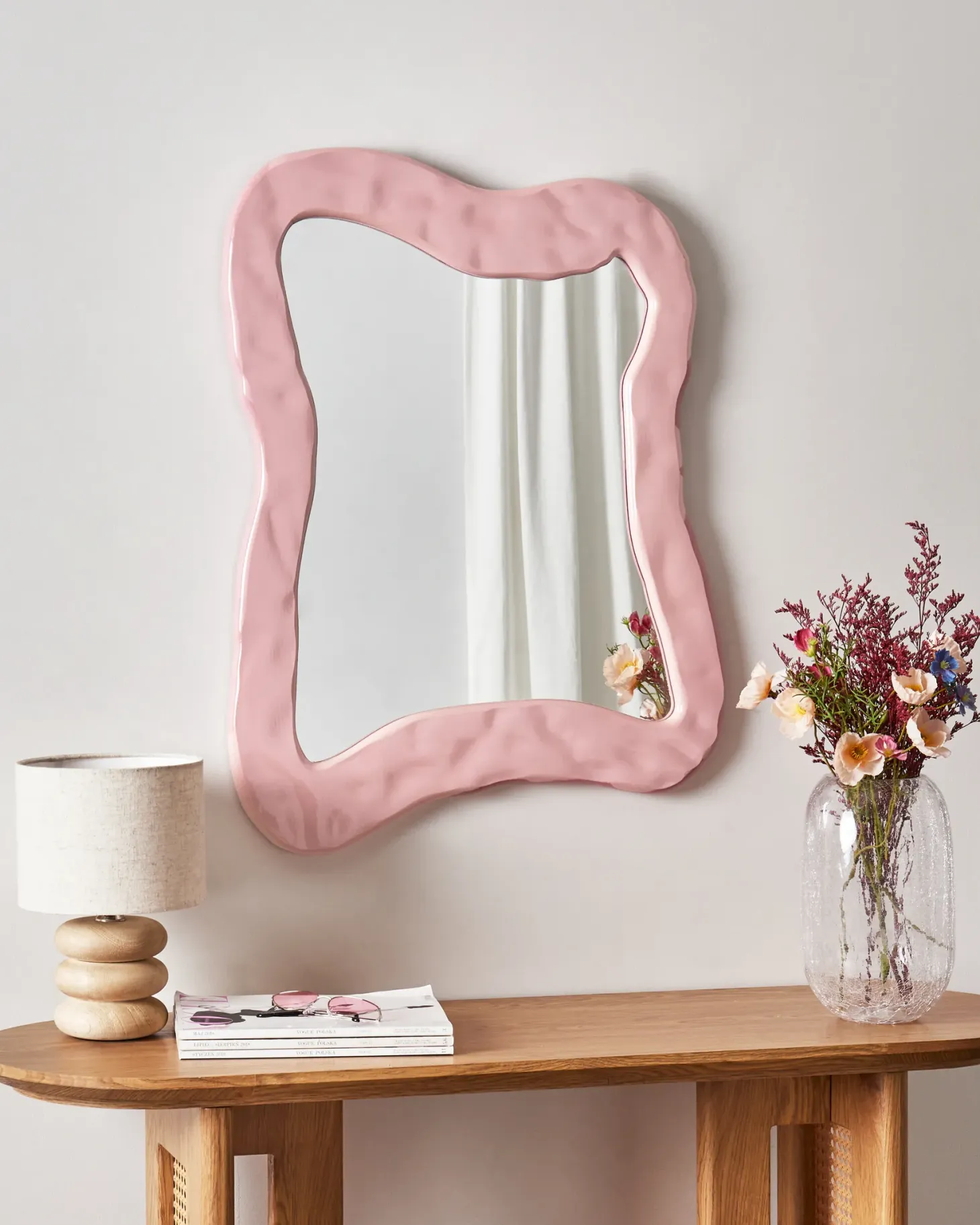 Lustro ścienne PENCRAN 60 cm 80 cm Różowy