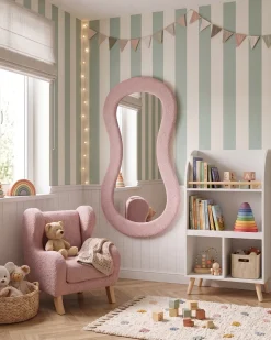 Lustro ścienne PLANCHEZ 70 cm 112 cm Boucle Różowy