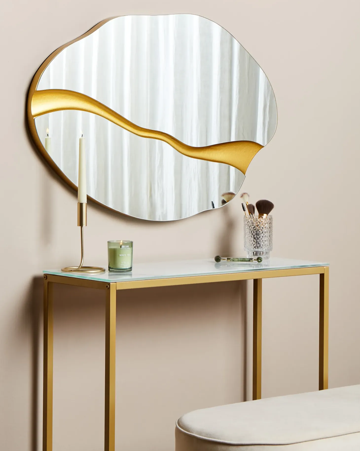 Lustro ścienne POIVRES 90 cm 60 cm Złoty