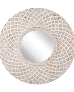 Lustro ścienne POMARO 60 cm 60 cm Drewno jodłowe Jasnobrązowy