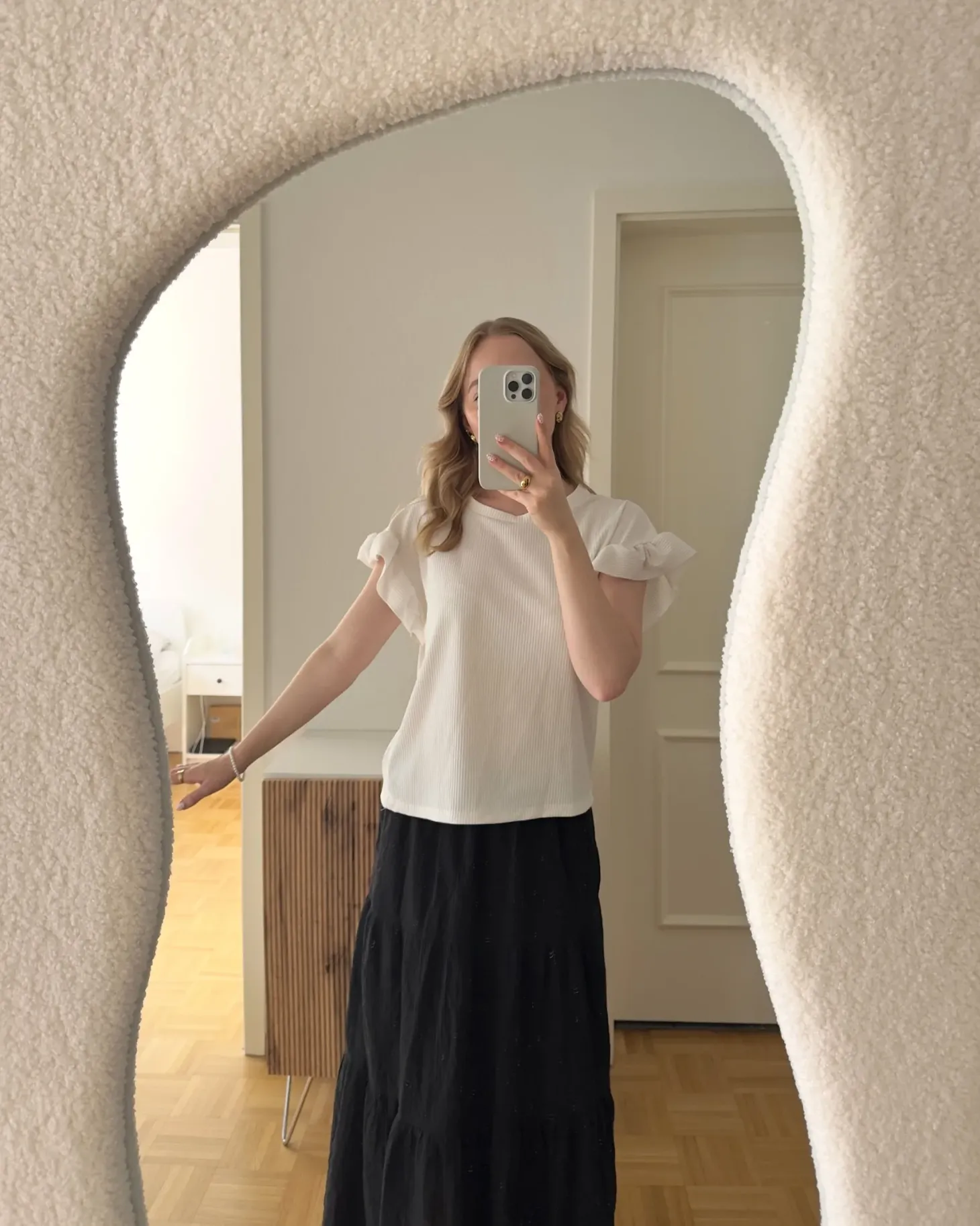 Lustro ścienne QUIMPER 70 cm 170 cm Złamana biel