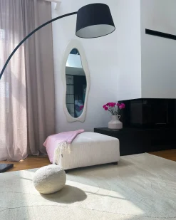 Lustro ścienne REIGNY 57 cm 160 cm Welur Biały