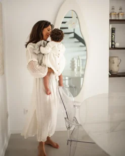 Lustro ścienne REIGNY 57 cm 160 cm Welur Biały