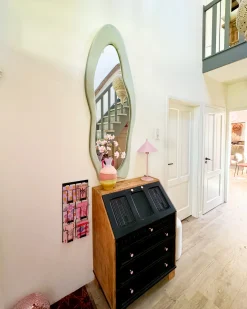 Lustro ścienne REIGNY 57 cm 160 cm Welur Oliwkowy