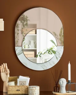 Lustro ścienne RETY 50 cm 65 cm Kamień Różowe złoto