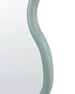 Lustro ścienne RONNET 60 cm 90 cm Drewno paulownia Błękitny