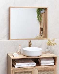 Lustro ścienne ROSELL 80 cm 65 cm Jasnobrązowy