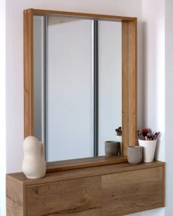 Lustro ścienne ROSELL 80 cm 65 cm Jasnobrązowy