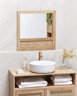 Lustro ścienne ROSELL 60 cm 60 cm Jasnobrązowy