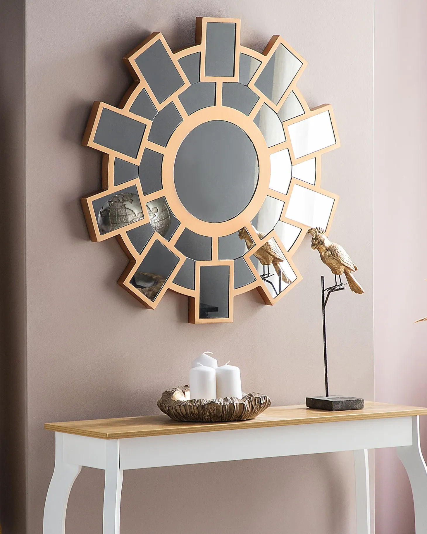 Lustro ścienne ROZEL 80 cm 80 cm Złoty brąz