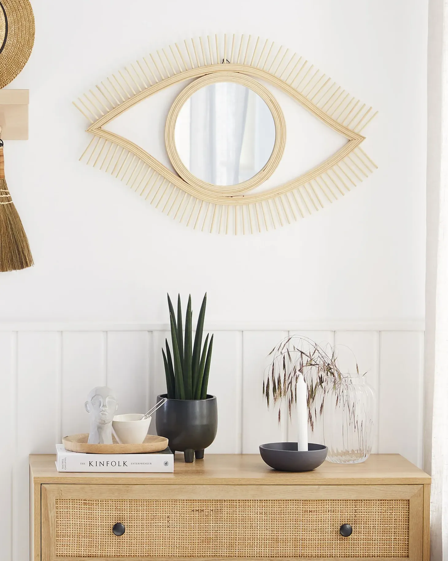 Lustro ścienne SOYOPA 79 cm 48 cm Bambus Naturalny