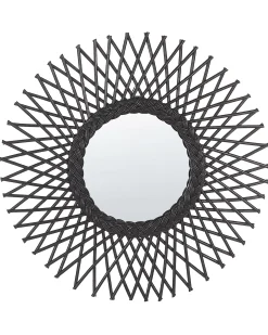 Lustro ścienne TAGOLU 60 cm 60 cm Rattan Czarny