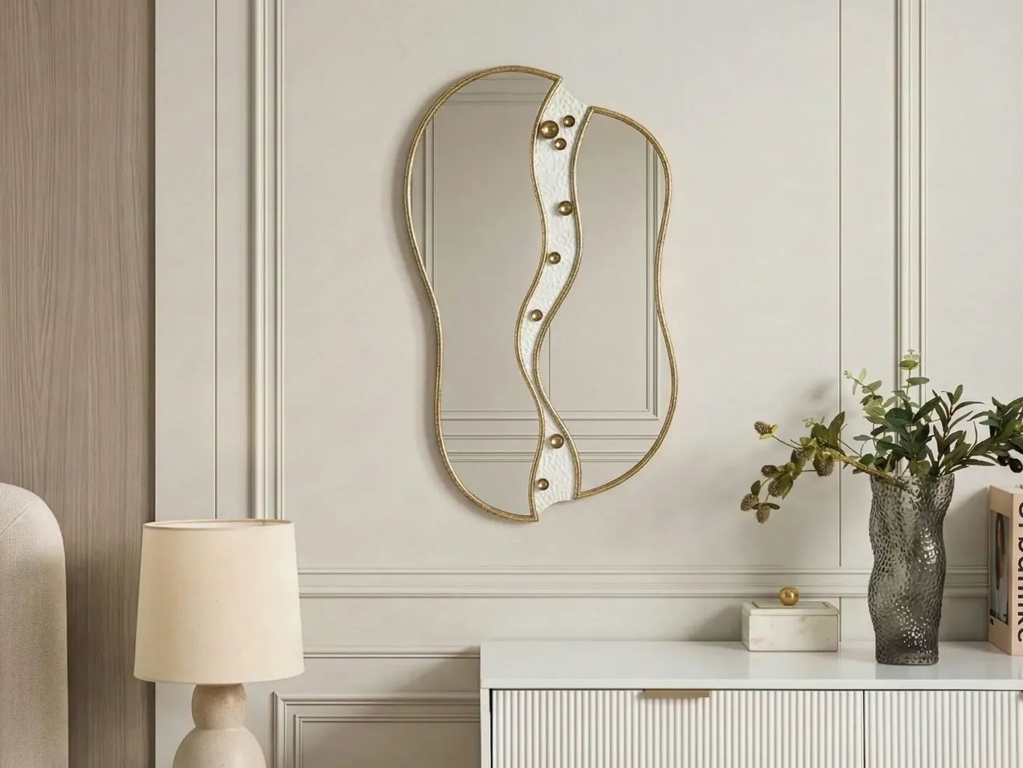 Lustro ścienne TAWLEY 45 cm 76 cm Metal Złoty